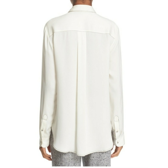 Theory Sunaya B Silk Blouse Button Front Ivory - Picture 6 of 6